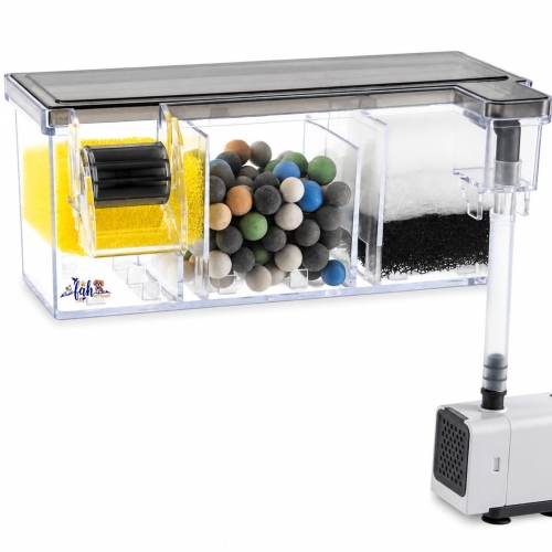 SOBO (AQ-16H|4W|400L/Hr|Fit For 2.5 Feet Tank) Multifunctional External Wall-Mounted Waterfall Filter With Bio Wheel | Multiple Filtration Spaces, Includes Filter Materials And Water Pump